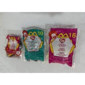 McDonalds Happy Meal Toy Ty Teenie Beanie Baby #16 GOOCHY,10 BLIZZ & 2 SLITHER
